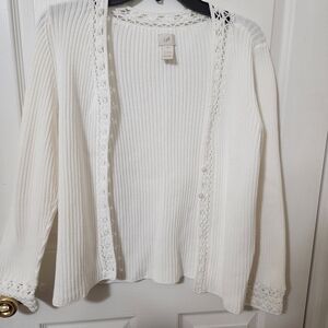 J. Jill Women's White Open-Front Sweater